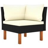 vidaXL 3-delige Loungeset poly rattan en massief eucalyptushout