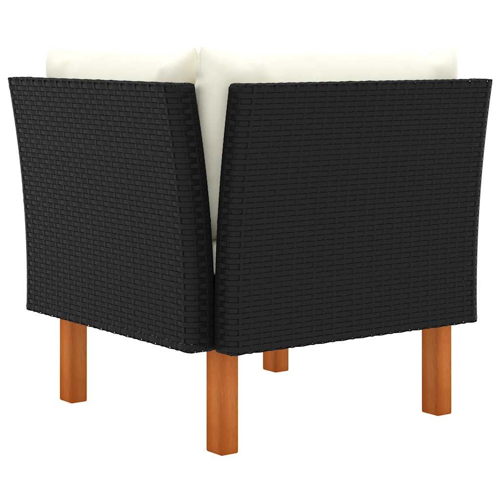 vidaXL 3-delige Loungeset poly rattan en massief eucalyptushout