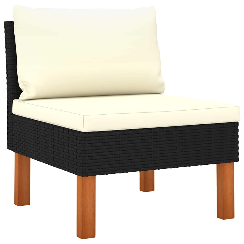 vidaXL 3-delige Loungeset poly rattan en massief eucalyptushout