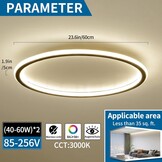 Mikeru 3000K Runde Deckenleuchte, Schlafzimmer Warmes Weiß 60cm LED-Deckenleuchten für das Badezimmer Schlanke Lampe 5cm Dicke Minimalistische Decke Licht für Wohnzimmer, Schlafzimmer - Maat 60cm
