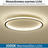 Mikeru 3000K Runde Deckenleuchte, Schlafzimmer Warmes Weiß 60cm LED-Deckenleuchten für das Badezimmer Schlanke Lampe 5cm Dicke Minimalistische Decke Licht für Wohnzimmer, Schlafzimmer - Maat 60cm