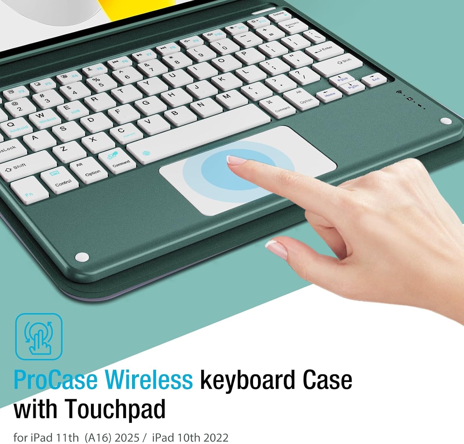 ProCase Toetsenbord Hoes met Touchpad voor iPad 11e Gen 2025 / 10e Gen 2022 - Midnight Green