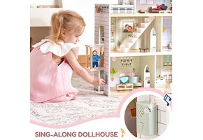 Houten Poppenhuis 80cm met Lift & 15 Meubels - 34% Korting!