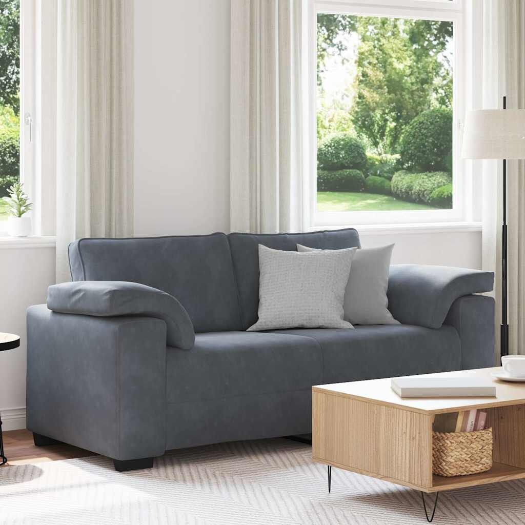 vidaXL Loveseat bank 140 cm fluweel donkergrijs