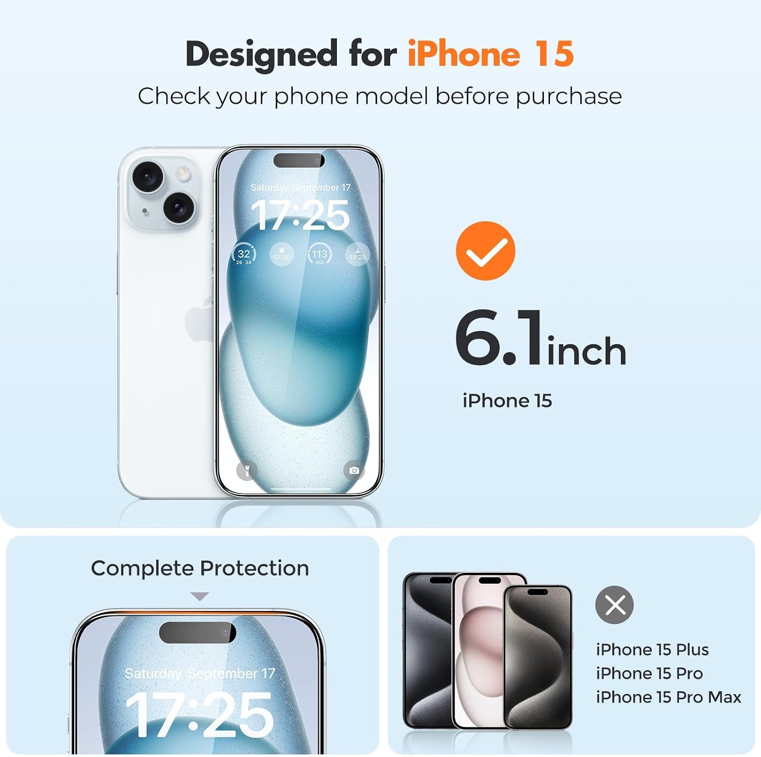 3x Gehard Glas Schermprotector iPhone 15 - 9H | 54% Korting