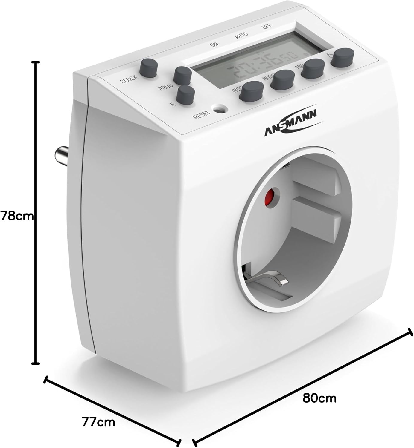ANSMANN kookwekker, weekwekker AES5, LCD-display, 3680W, digitale kookwekker met 8 schakeltijden, toevalsfunctie, zomertijdomschakeling.