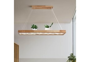 Rustieke Houten Hanglamp 100 cm - Dimbare LED Eettafelverlichting (47% Korting)