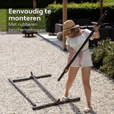 Vita5 Hangmat met Standaard en Spreidstok – 2 Persoons – incl. Bekerhouder - Afneembaar kussen – UV- en weerbestendig – Beige