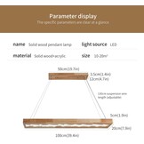 Rustieke LED Houten Hanglamp 100 cm – Dimbare Eettafelverlichting met Afstandsbediening