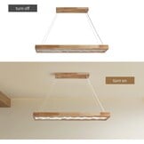 Rustieke LED Houten Hanglamp 100 cm – Dimbare Eettafelverlichting met Afstandsbediening