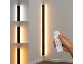 LANMOU Moderne LED Wandlamp 150 cm - Zwart - Dimbare Hoeklamp met Afstandsbediening