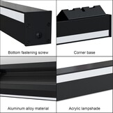 LANMOU Moderne LED Wandlamp 150 cm - Zwart - Dimbare Hoeklamp met Afstandsbediening