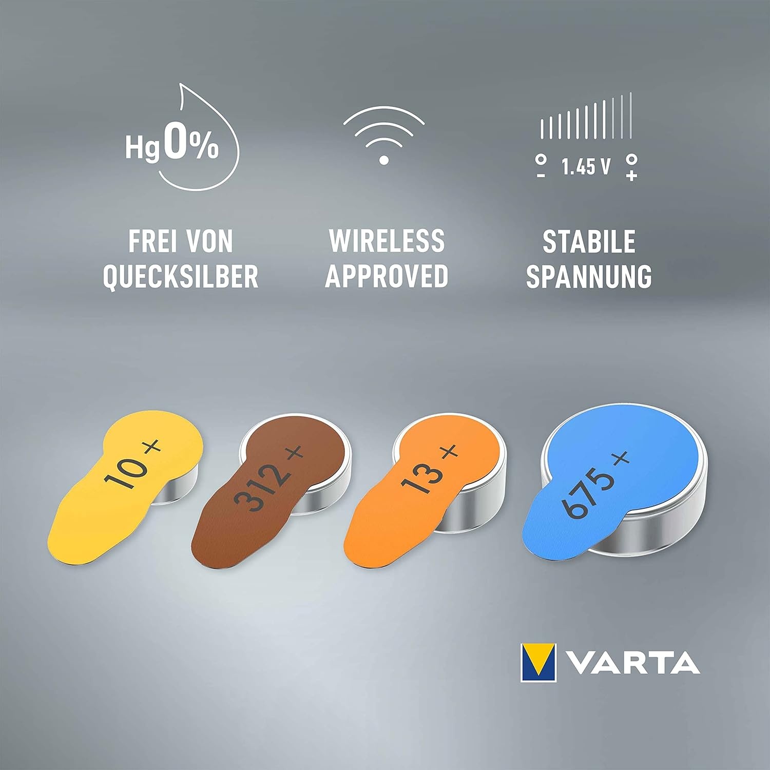 VARTA Hearing Aid Batteries Type 13 Orange, Pack of 60, Power on Demand, Hearing Aids, Hearing Aids, Hearing Aids, Made in Germany