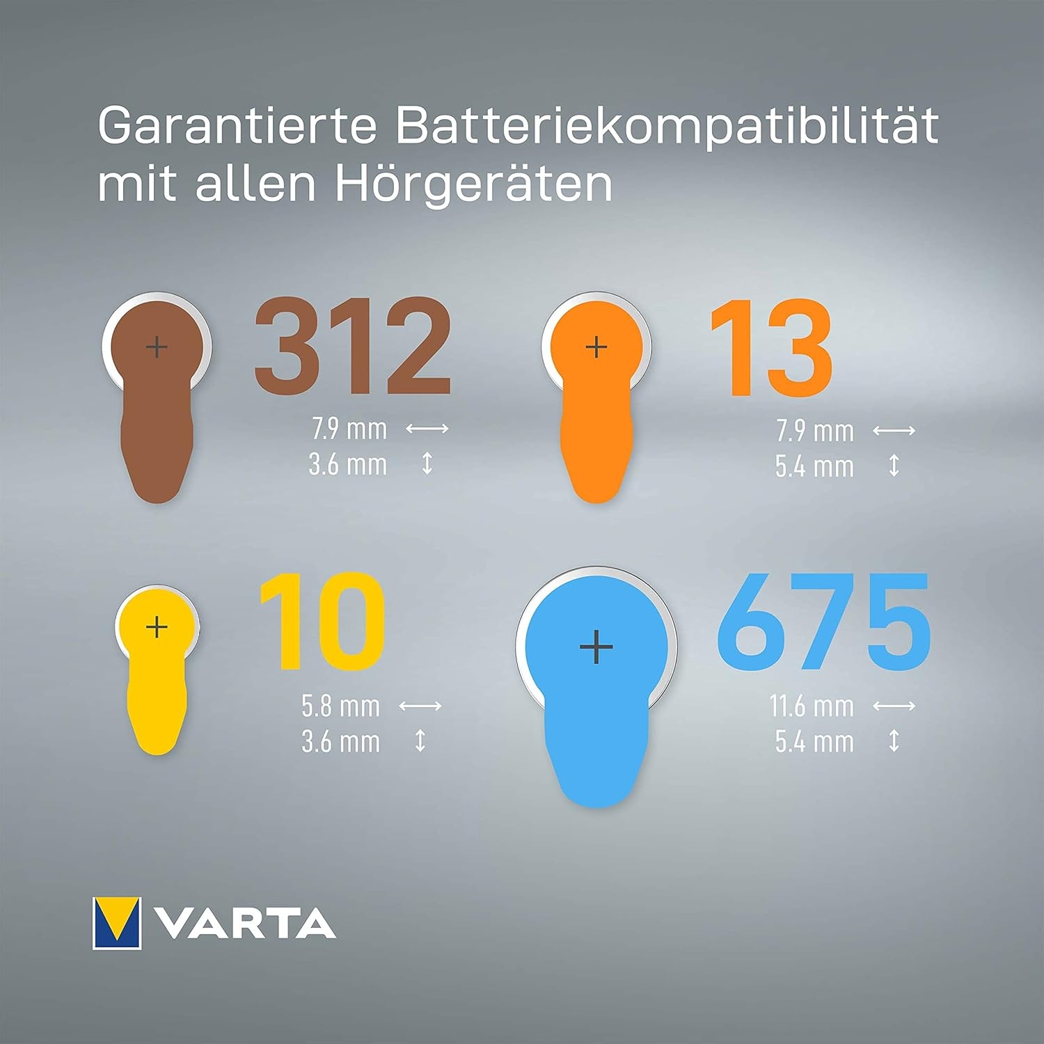 VARTA Hearing Aid Batteries Type 13 Orange, Pack of 60, Power on Demand, Hearing Aids, Hearing Aids, Hearing Aids, Made in Germany