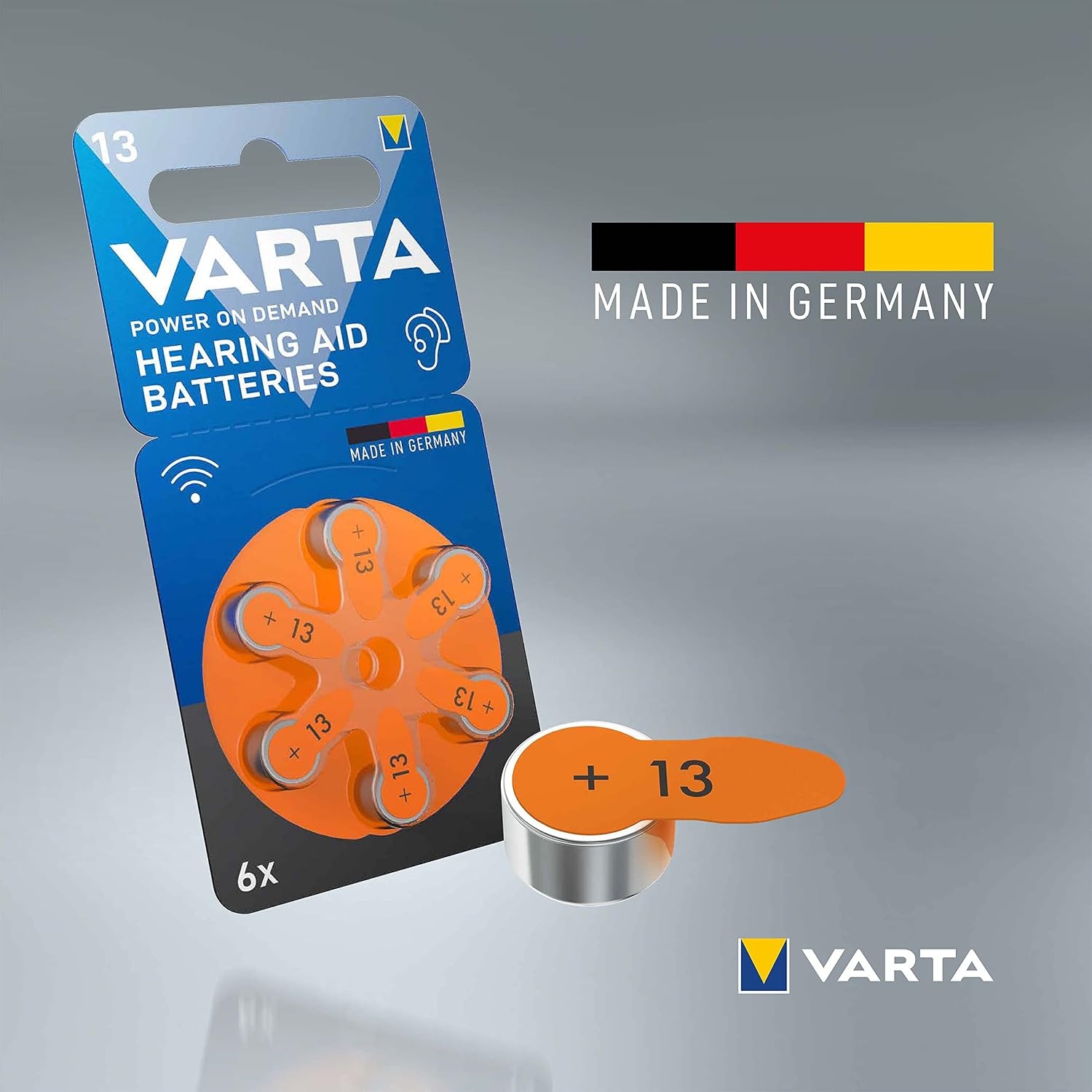 VARTA Hearing Aid Batteries Type 13 Orange, Pack of 60, Power on Demand, Hearing Aids, Hearing Aids, Hearing Aids, Made in Germany