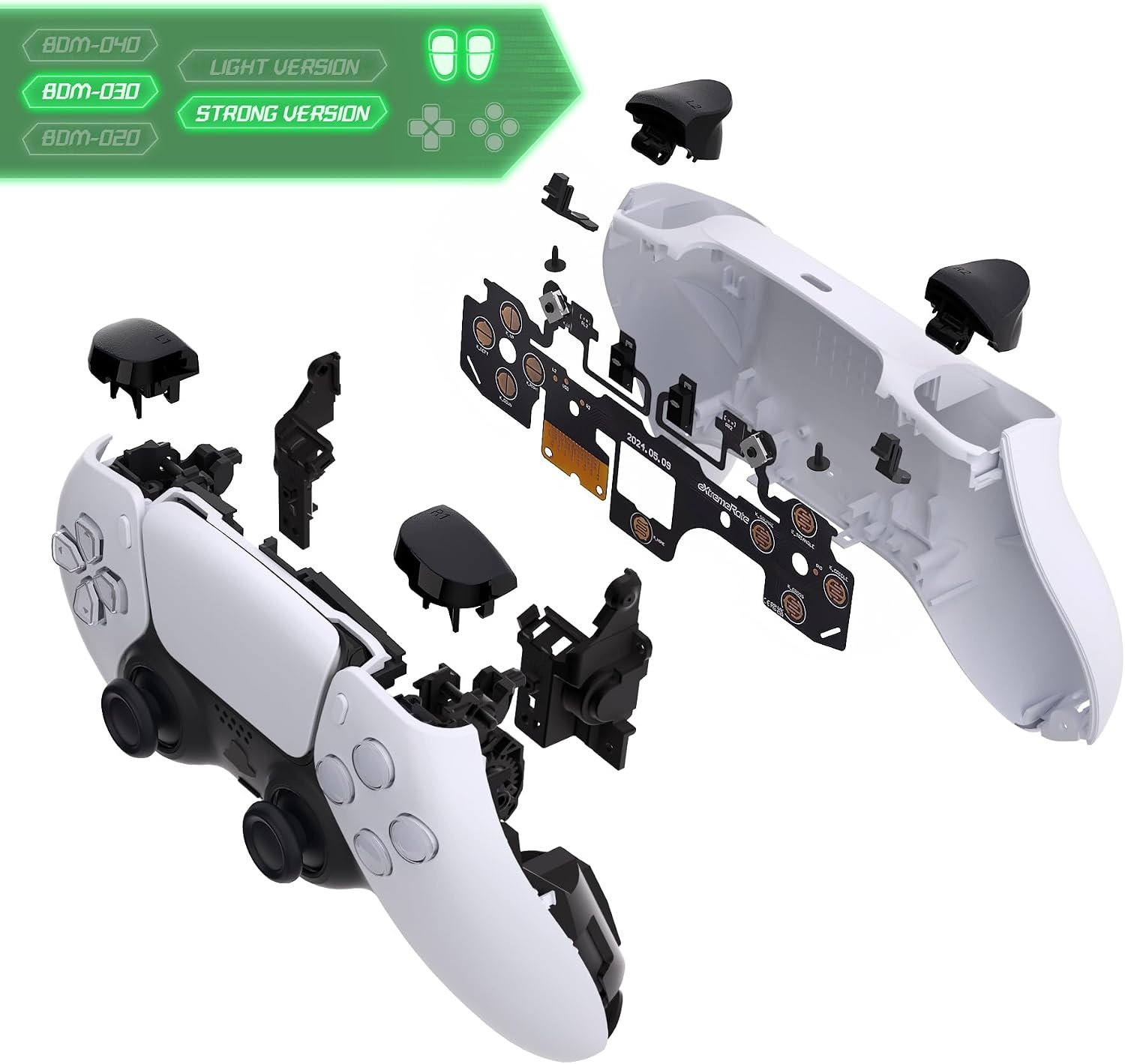 eXtremeRate Clicky Hair Trigger Kit voor ps5 Controller BDM-030,Micro Switch L2R2 Trigger Stop Ergonomische L1R1 Bumper Tactile Buttons Muisklik voor ps5 Controller BDM-030 (Sterke Versie) - Maat Sterke Versie