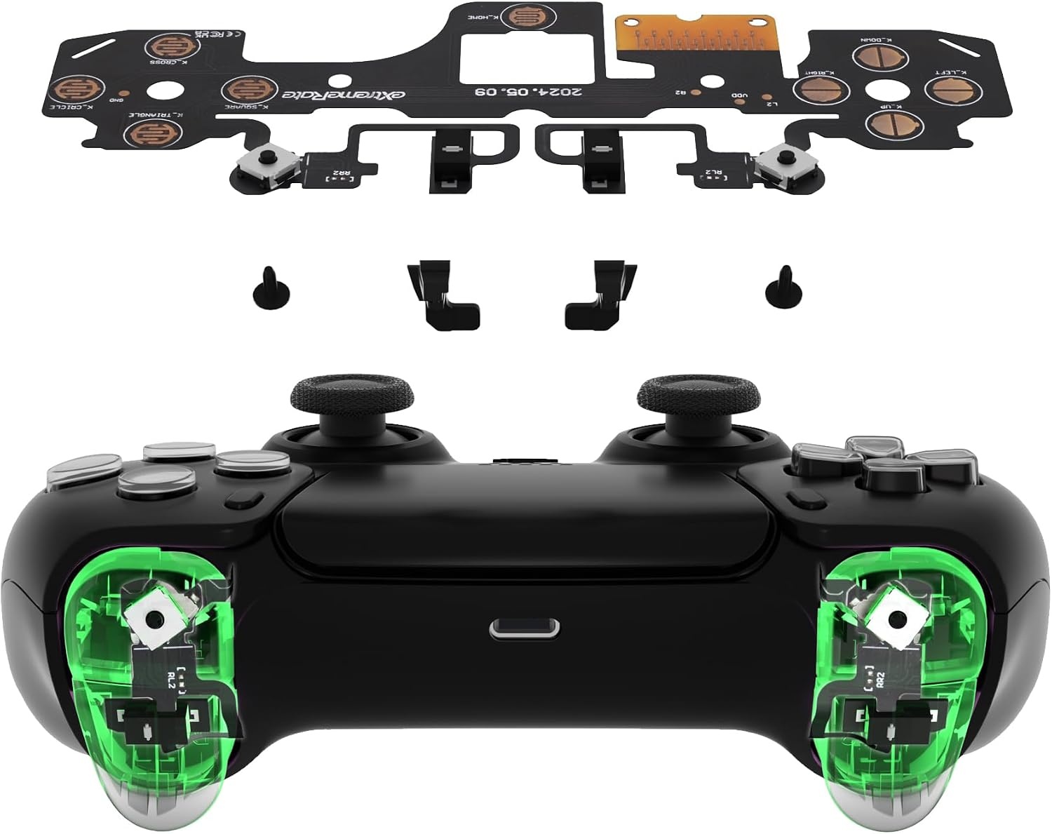 eXtremeRate Clicky Hair Trigger Kit voor ps5 Controller BDM-030,Micro Switch L2R2 Trigger Stop Ergonomische L1R1 Bumper Tactile Buttons Muisklik voor ps5 Controller BDM-030 (Sterke Versie) - Maat Sterke Versie