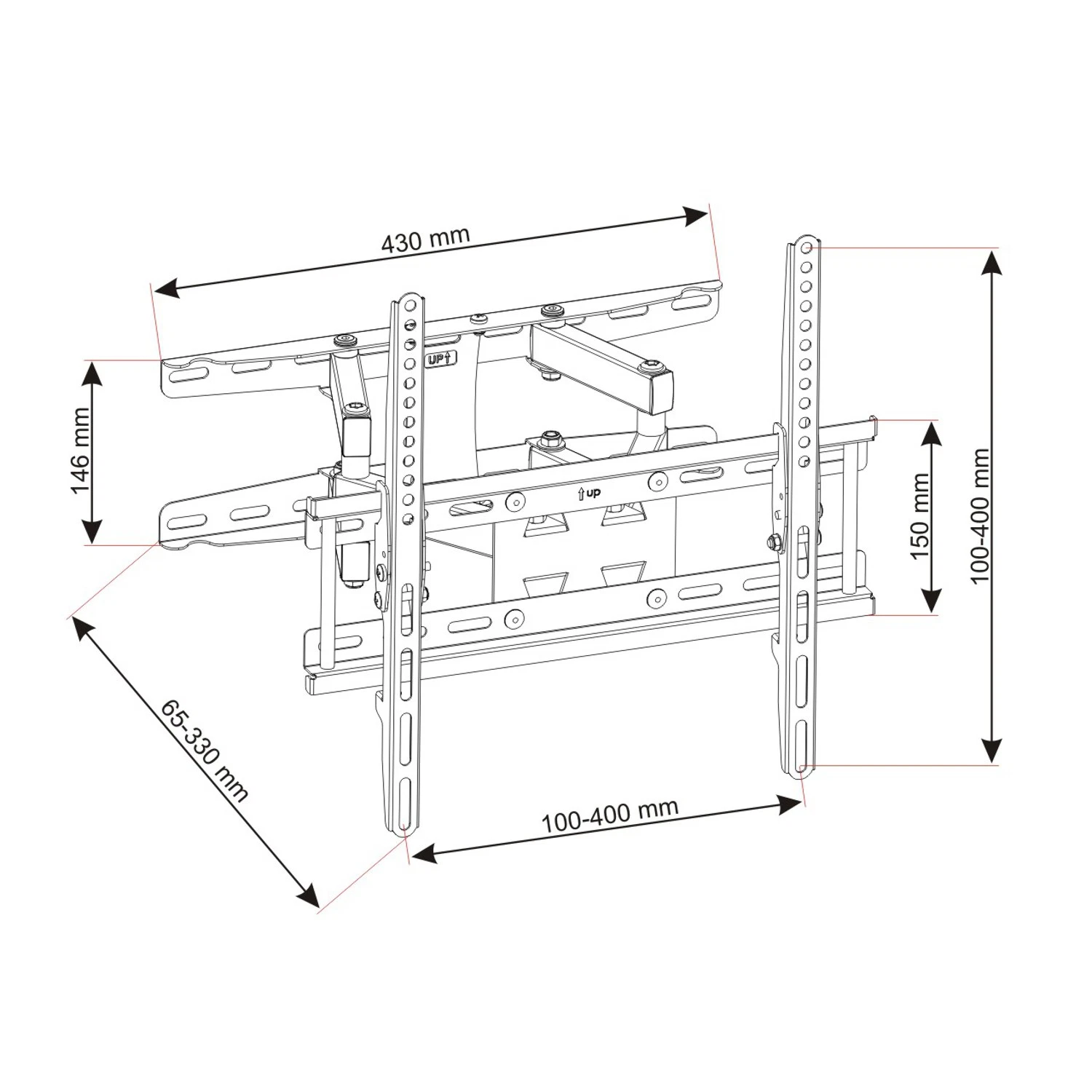 ART TV Wandbeugel voor 23 tot 60 inch schermen - ADUX150 - 45 kg