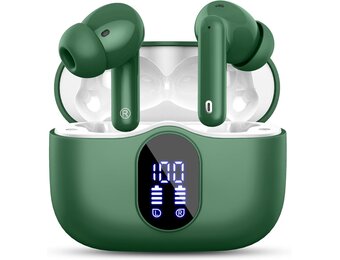 Btootos Bluetooth 5.3 hoofdtelefoon, draadloos, met 4 ENC-ruisonderdrukking, microfoon, bluetooth, hifi, stereogeluid, 36 uur speeltijd, IP7 waterdicht, led-display, touch-bediening