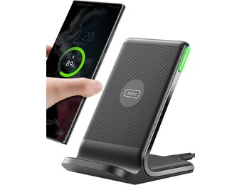 INIU Draadloze oplader, 15 W snellaadstandaard, draadloos laadstation, Qi-gecertificeerd, oplader, compatibel met iPhone 12, 11 Pro Max, Xr, Xs X, 8, Samsung Galaxy S21, S20, S10, S9, S8
