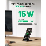 INIU Draadloze oplader, 15 W snellaadstandaard, draadloos laadstation, Qi-gecertificeerd, oplader, compatibel met iPhone 12, 11 Pro Max, Xr, Xs X, 8, Samsung Galaxy S21, S20, S10, S9, S8