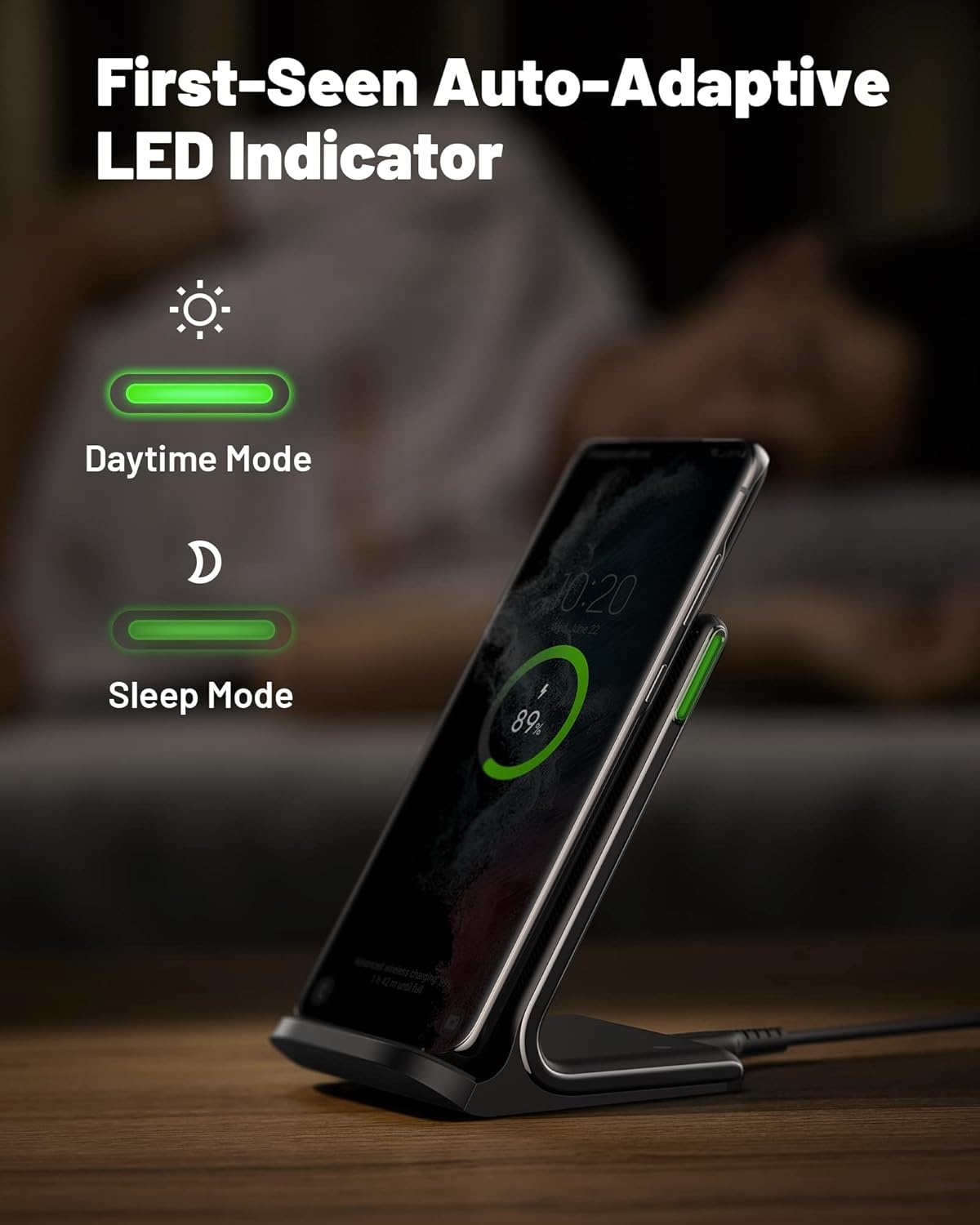 INIU Draadloze oplader, 15 W snellaadstandaard, draadloos laadstation, Qi-gecertificeerd, oplader, compatibel met iPhone 12, 11 Pro Max, Xr, Xs X, 8, Samsung Galaxy S21, S20, S10, S9, S8