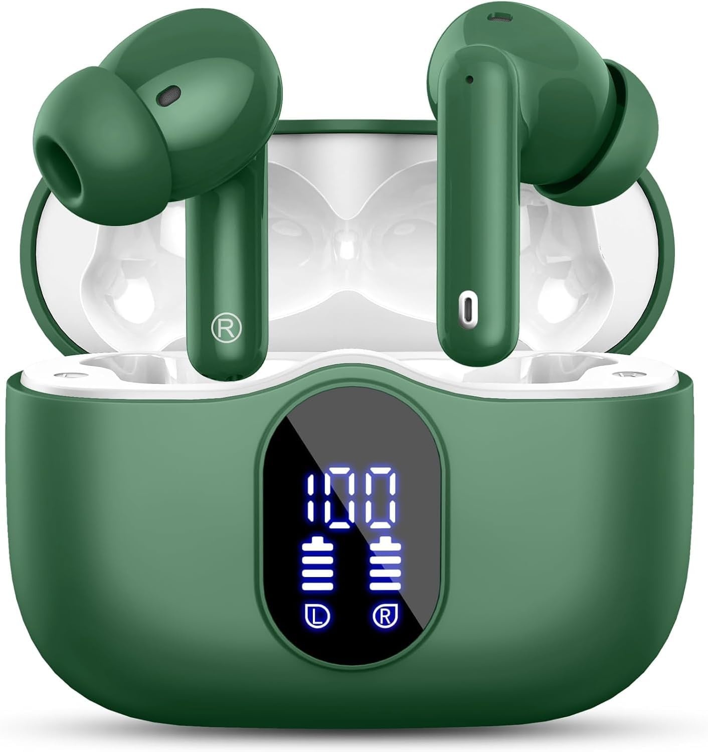 Btootos Bluetooth 5.3 hoofdtelefoon, draadloos, met 4 ENC-ruisonderdrukking, microfoon, bluetooth, hifi, stereogeluid, 36 uur speeltijd, IP7 waterdicht, led-display, touch-bediening