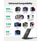 INIU Draadloze oplader, 15 W snellaadstandaard, draadloos laadstation, Qi-gecertificeerd, oplader, compatibel met iPhone 12, 11 Pro Max, Xr, Xs X, 8, Samsung Galaxy S21, S20, S10, S9, S8