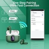 Btootos Bluetooth 5.3 hoofdtelefoon, draadloos, met 4 ENC-ruisonderdrukking, microfoon, bluetooth, hifi, stereogeluid, 36 uur speeltijd, IP7 waterdicht, led-display, touch-bediening