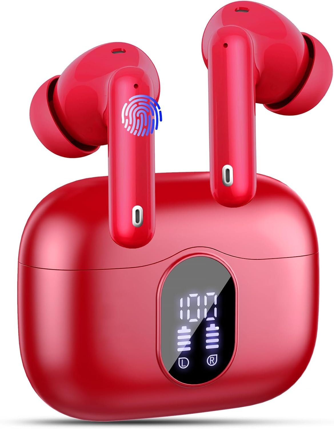 Btootos Bluetooth 5.3 hoofdtelefoon, draadloos, met 4 ENC-ruisonderdrukking, microfoon, bluetooth, hifi, stereogeluid, 36 uur speeltijd, IP7 waterdicht, led-display, touch-bediening