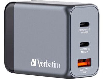 GaN Snellader 65W: 3 Poorten (2x USB-C, 1x USB-A) - 33% Korting!