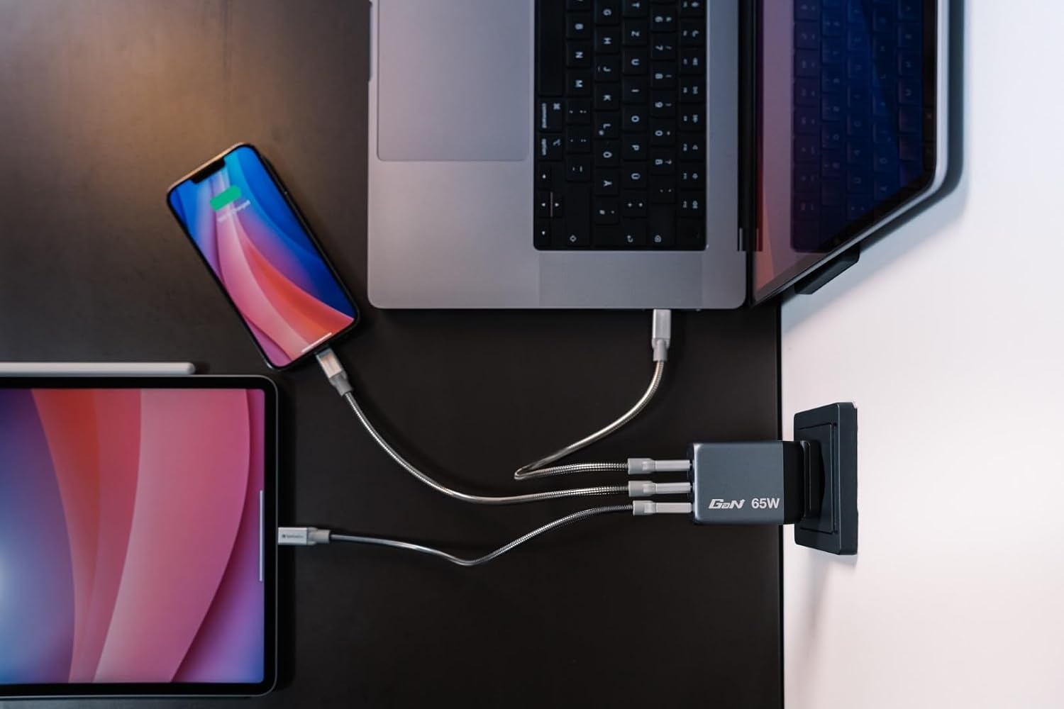 GaN Snellader 65W: 3 Poorten (2x USB-C, 1x USB-A) - 33% Korting!