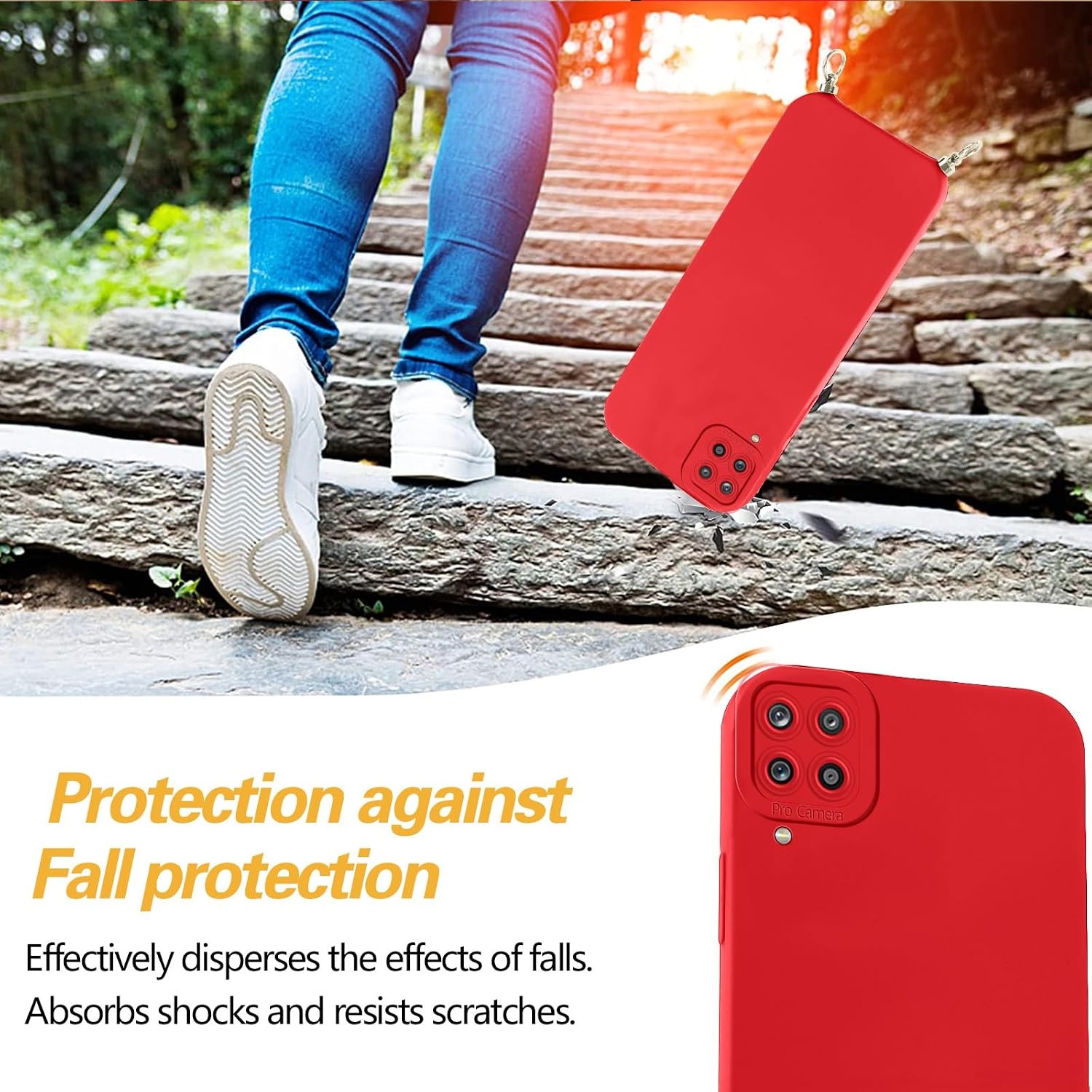 Rood Siliconen Telefoonhoesje met Koord voor Samsung A12/M12 - 62% Korting