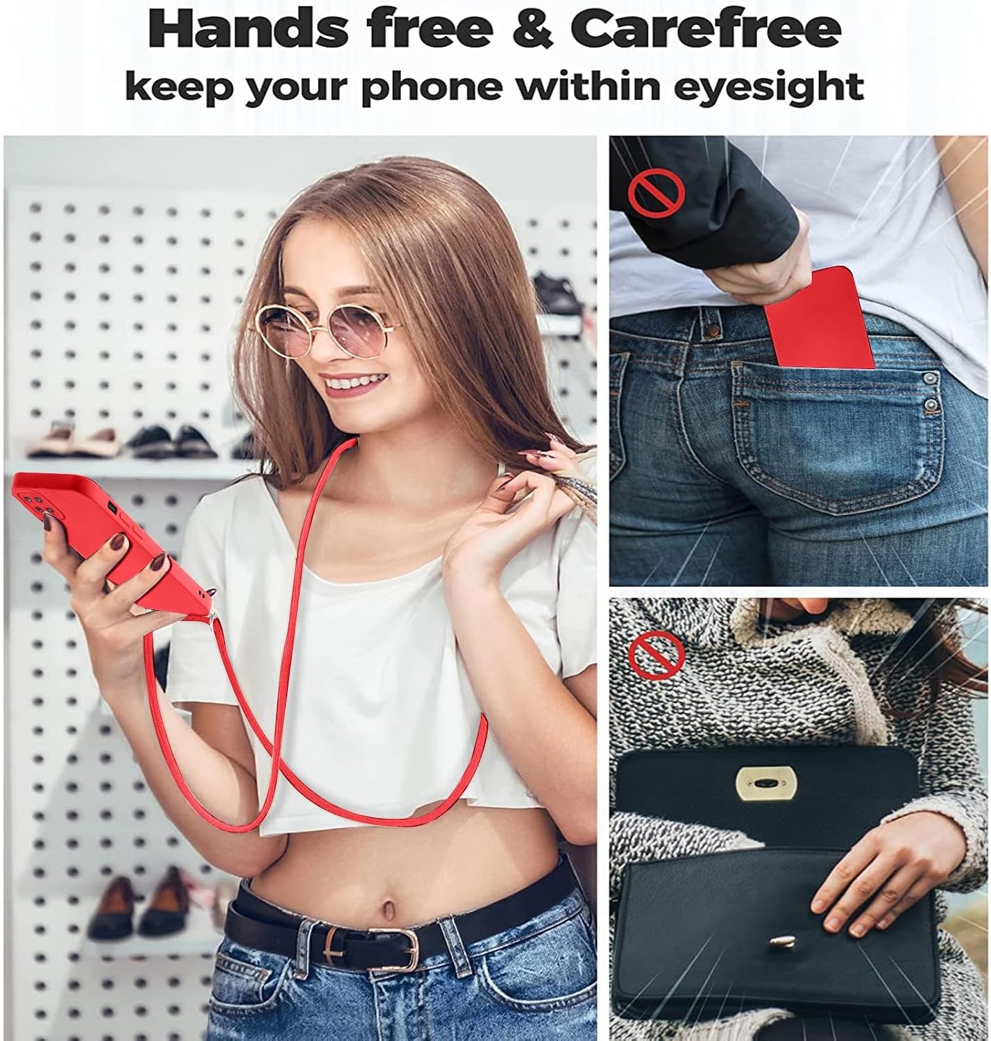 Rood Siliconen Telefoonhoesje met Koord voor Samsung A12/M12 - 62% Korting