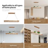Rustieke Houten LED Hanglamp 100cm - Dimbare Eettafelverlichting met Afstandsbediening - 35% Korting