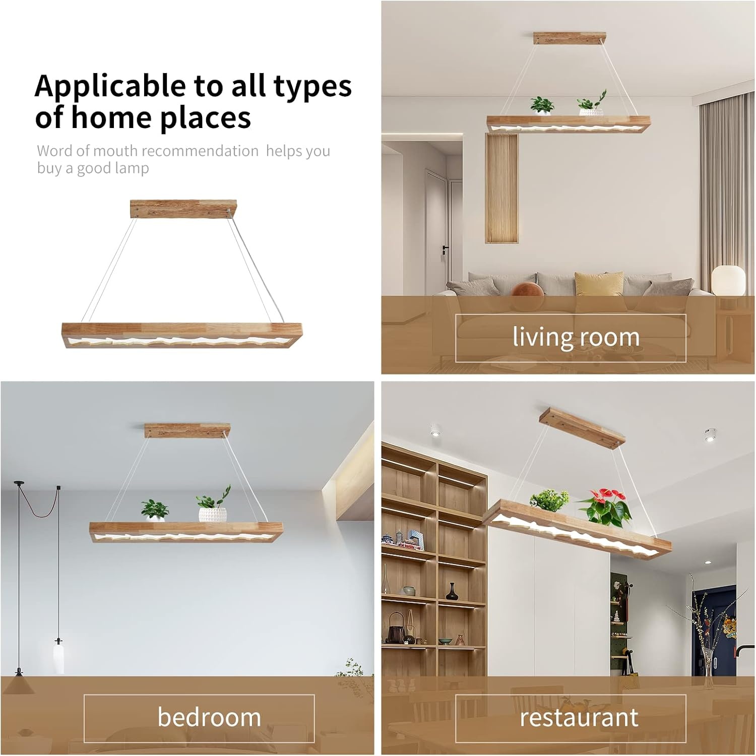 Rustieke Houten LED Hanglamp 100cm - Dimbare Eettafelverlichting met Afstandsbediening - 35% Korting