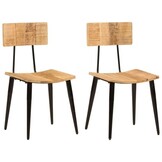 2x Massief Mangohouten Eetkamerstoelen (44x40x80cm) - 35% Korting