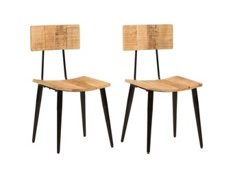 2x Massief Mangohouten Eetkamerstoelen (44x40x80cm) - 35% Korting