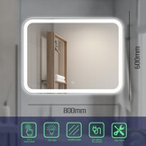 Badkamerspiegel 60x80cm LED met Touch Dimmer - Egale Lichtlijn - 29% Korting