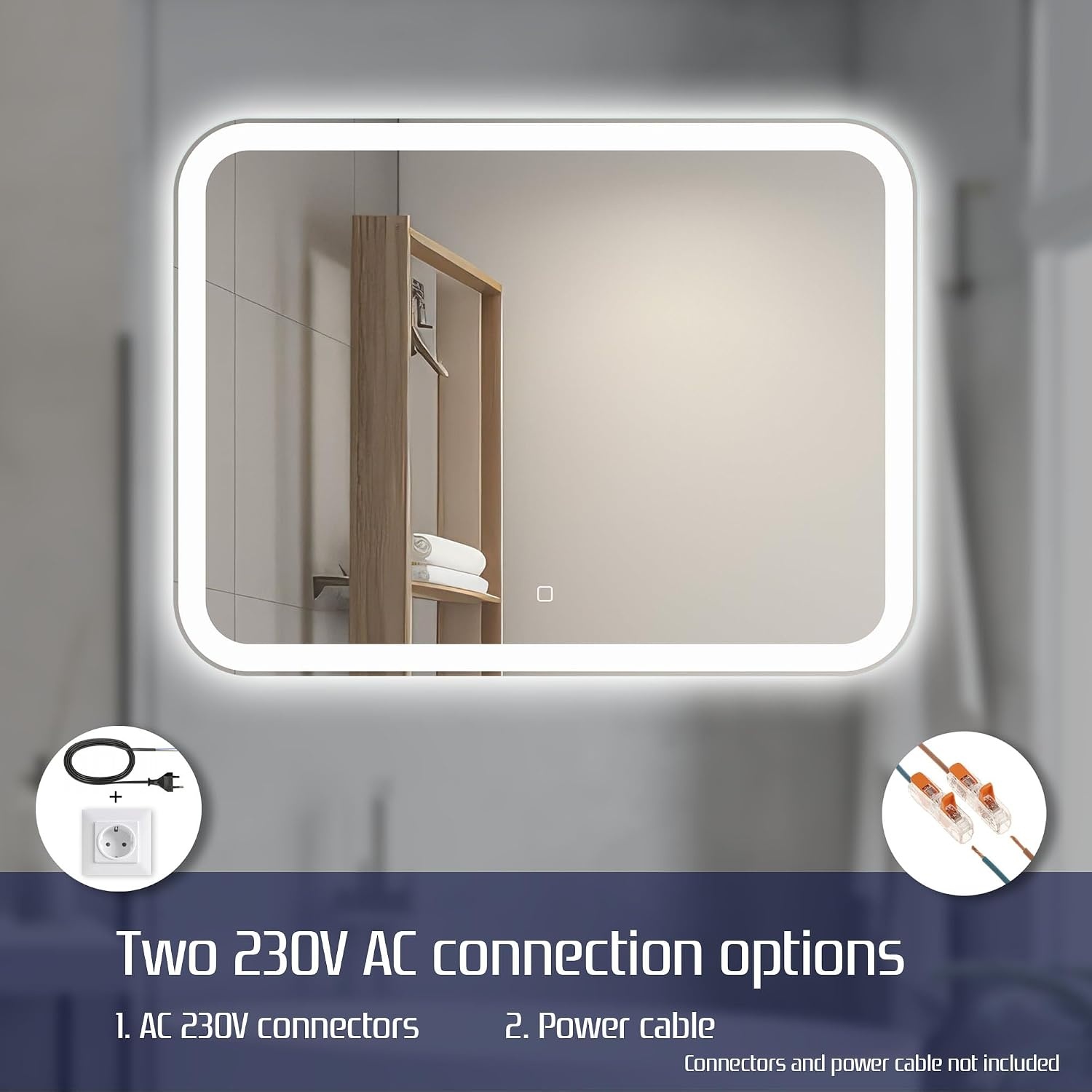 Badkamerspiegel 60x80cm LED met Touch Dimmer - Egale Lichtlijn - 29% Korting