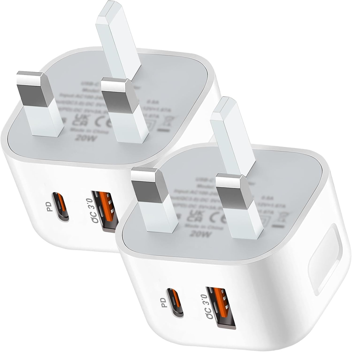 20W USB-C Snellader voor iPhone/Samsung (2-pack) met 60% Korting
