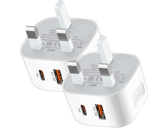 20W USB-C Snellader voor iPhone/Samsung (2-pack) met 60% Korting