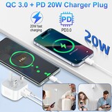 20W USB-C Snellader voor iPhone/Samsung (2-pack) met 60% Korting