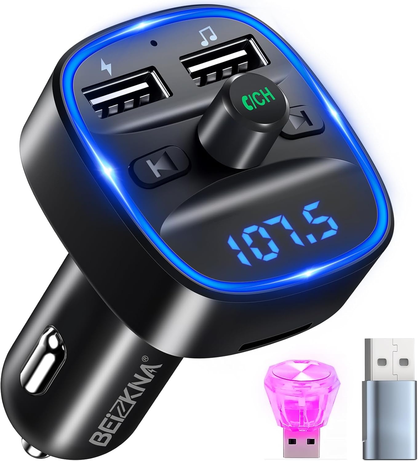 Bluetooth 5.3 FM-zender Auto met Dubbele USB & Handsfree