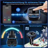 Bluetooth 5.3 FM-zender Auto met Dubbele USB & Handsfree