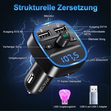Bluetooth 5.3 FM-zender Auto met Dubbele USB & Handsfree