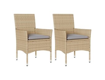 Set van 2 VidaXL Tuinstoelen met Kussens - Poly Rattan Beige (34% Korting)