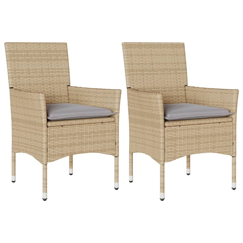 Set van 2 VidaXL Tuinstoelen met Kussens - Poly Rattan Beige (34% Korting)