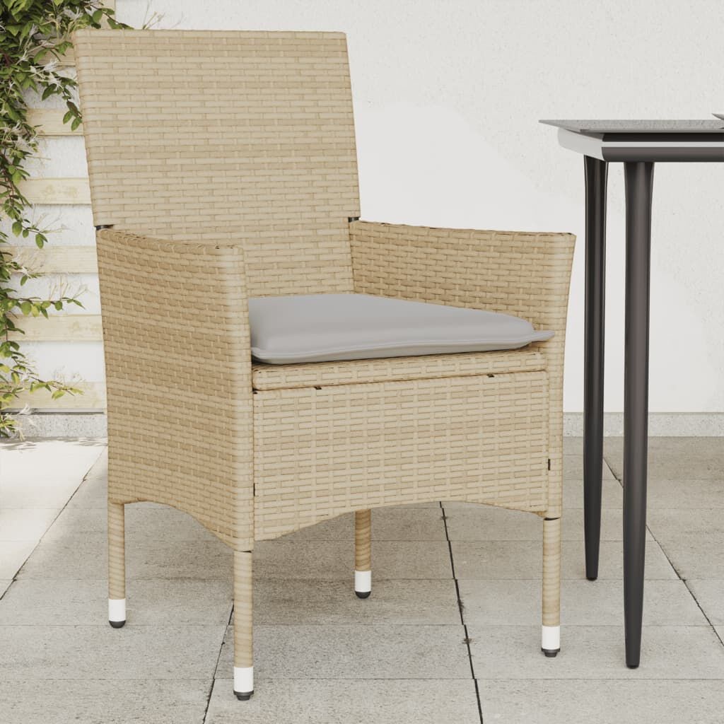 Set van 2 VidaXL Tuinstoelen met Kussens - Poly Rattan Beige (34% Korting)
