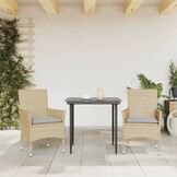 Set van 2 VidaXL Tuinstoelen met Kussens - Poly Rattan Beige (34% Korting)